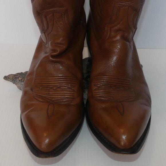Men\'s Dan Post brown leather pull on classic western cowboy boots sz 10.5 EW main image 8
